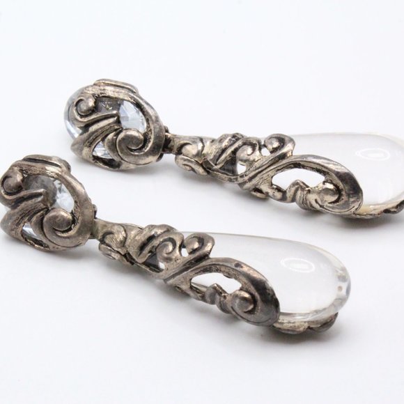 Isabel Canovas French Paris Couture Clear Lucite Resin Large Massive Long Dangle - Picture 6 of 9